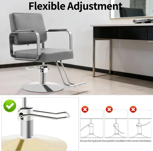 Vista 5 de Silla de peluquería profesional con bomba hidráulica, silla de salón de alta resistencia de 441 libras, asientos de cuero, sillas de peluquería