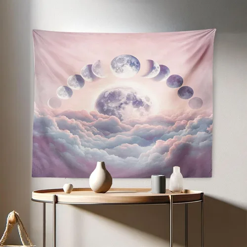 Vista 102 de Ambesonne Tapiz Trippy, vista panorámica de la cascada con bosques de ensueño y mandala oriental psicodélico, decoración de tela para colgar