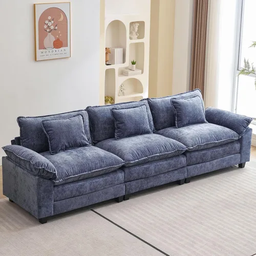 Vista 69 de Oprisen Sofá Seccional Modular, Cómodo Cloud Couch Sofá Seccional, Sofá Cama de Chenilla con Asiento Profundo con Almohadas Decorativas para Sala