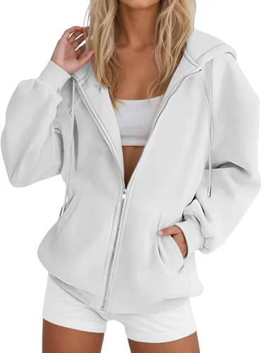 Vista 26 de JOFOW Sudaderas con capucha y cremallera para mujer 2026 Y2K 3- Negro