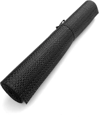 Vista 3 de Textura Diseño Tejido PVC Rectangular Aislamiento Térmico Texteline Camino de Mesa (Todo Negro)