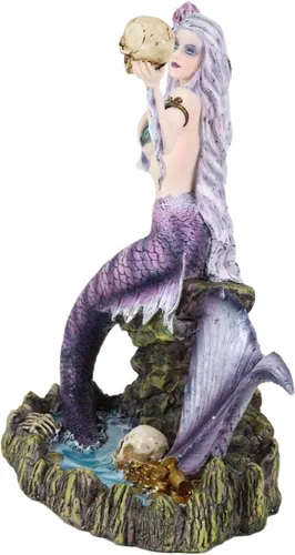 Vista 5 de Ebros Gift Nigromante grande de sirenas de los mares sirena gótica sosteniendo una calavera figura de 10.25 pulgadas de alto fantasía náutica