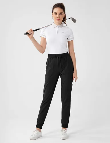 Vista 7 de Fitst4 - Pantalones deportivos de golf para mujer, absorben la humedad, con bolsillos laterales profundos para camping, viajes, caminar, uso diario