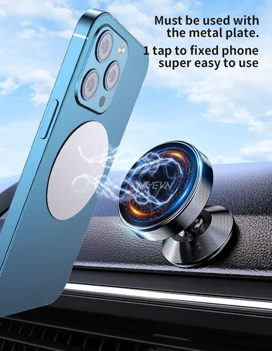 Vista 3 de Paquete de 2 soportes magnéticos para teléfono para automóvil, imán fuerte, soporte magnético para teléfono, rotación de 360°, imán de teléfono