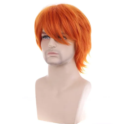 Vista 27 de RightOn Peluca marrón corta para disfraz, pelucas cortas marrones para hombre y mujer, fiesta de cosplay