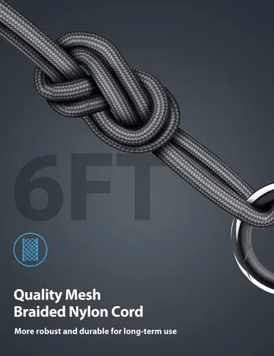 Vista 4 de iMangoo Cable USB C de 6 pies para Xiaomi 120W de carga rápida, 6A tipo C, cable de nailon trenzado de ángulo recto USBC a USB A cargador