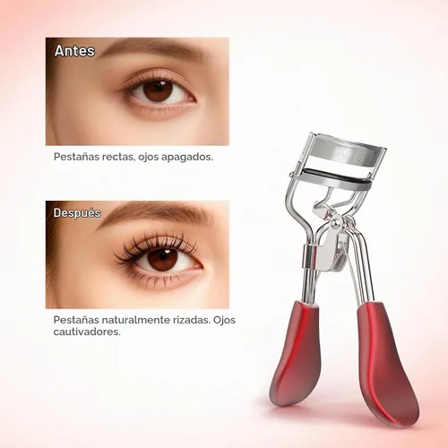 Vista 3 de Rizador de pestañas Kaasage para elevar y rizar, herramienta profesional de maquillaje de acero inoxidable con mango ergonómico y 6 almohadillas