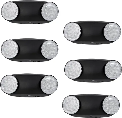 Vista 9 de TANLUX Luces de emergencia LED con batería de respaldo, luces de emergencia comerciales ajustables de dos cabezales, certificación UL, CA 120/277 V