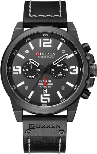 Vista 7 de FANMIS Reloj de hombre deportivo militar, analógico, de cuarzo, cronógrafo clásico, esfera sándwich, para negocios y vestir, resistente al agua