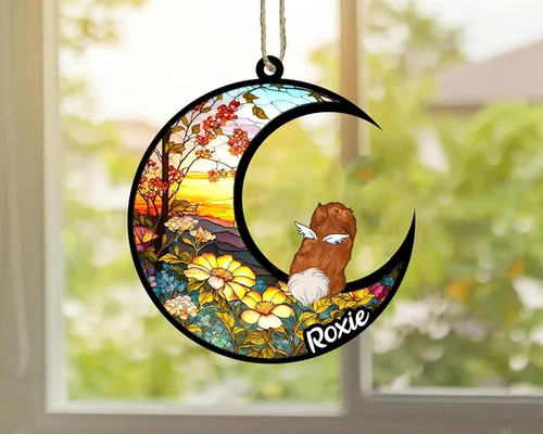 Vista 333 de LOVELYPOD Adorno de Navidad personalizado para perro Basset Hound (marrón) Basset Hound (marrón) adorno para atrapasoles de perro, razas de perros