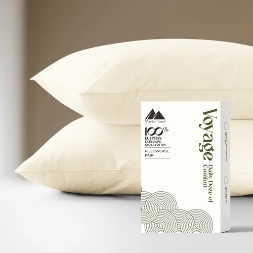 Vista 10 de Mayfair Linen Voyage Collection - Juego de 4 fundas de almohada de algodón egipcio de lujo de la serie 600, color blanco, suaves, refrescantes
