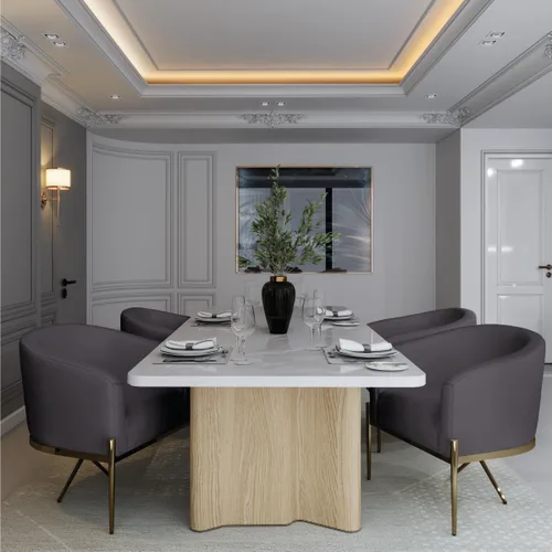 Vista 6 de Milliard Silla con brazo para sala de estar y comedor con terciopelo tapizado fácil de limpiar y patas doradas en forma de X, gris
