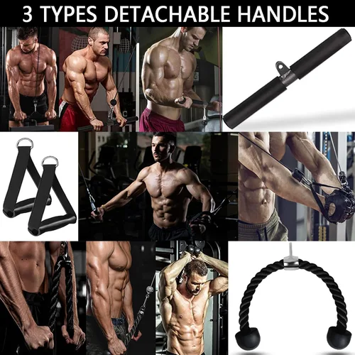 Vista 4 de Sistema de polea de cable de peso, accesorios de polea de entrenamiento LAT y elevación para gimnasio, sistema de polea de entrenamiento de tríceps