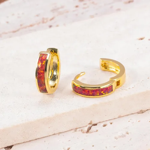 Vista 209 de CiNily Aretes Huggie de ópalo con bisagras, chapados en oro, hipoalergénicos, pequeños aretes de aro para mujeres, adolescentes, niñas, hombres