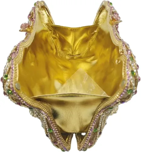 Vista 4 de UMREN Bolso de noche con diamantes de imitación de flores para mujer, bolso de mano con diamantes brillantes para boda, fiesta formal