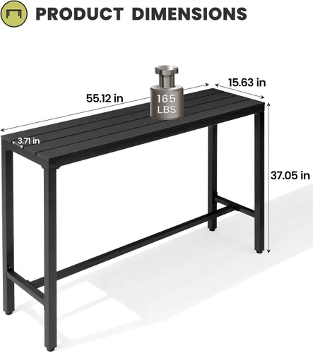 Vista 3 de Crestlive Products Mesa de bar al aire libre, mesa rectangular de 55 pulgadas de altura para mostrador de patio, mesa de pub alta con parte superior