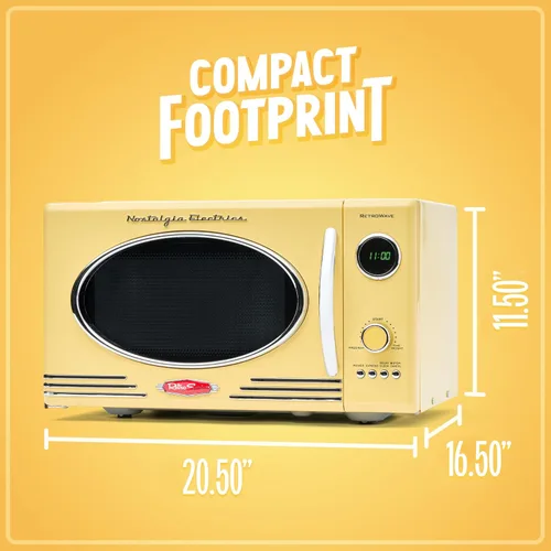 Vista 5 de Nostalgia Retro - Horno de microondas para encimera - Incluye 12 ajustes preprogramados y reloj digital - 0.9 pies cúbicos - 800 vatios - Amarillo