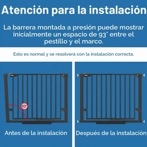 Vista 7 de Malier Puerta de bebé para escaleras con puerta grande para pasar, 29-38 pulgadas, puerta para perro montada a presión sin taladro, puerta
