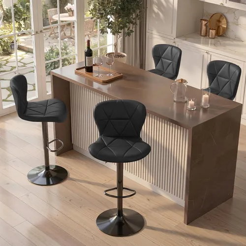 Vista 13 de Nebuaegis Juego de 2 taburetes de bar, modernos taburetes de bar giratorios ajustables de piel sintética, sillas de altura de mostrador con respaldo