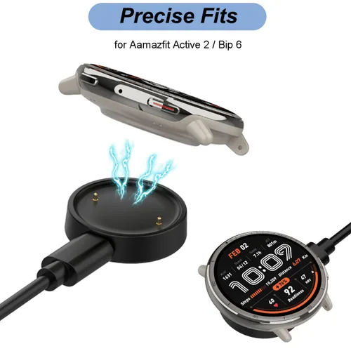 Vista 3 de Emilydeals Cargador para Amazfit Active 2/Bip 6, cable de carga USB de repuesto para reloj inteligente Amazfit Bip 6/Active 2 (3.3 pies/3.3 ft) (2)