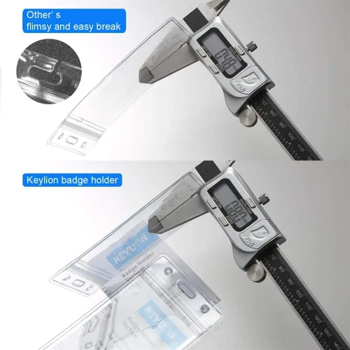 Vista 3 de tarjeta de identificación porta distintivo transparente vertical con tipo de cierre resellable impermeable