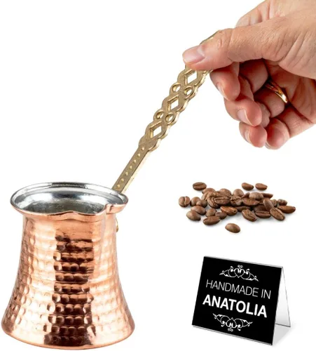 Vista 13 de Cafetera turca Hakan Hervidor de agua para estufa, cafetera, calentador de mantequilla, chocolate y leche Calentamiento uniforme y rápido