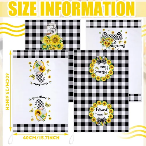 Vista 3 de Preboun 4 toallas de cocina de girasol de 16 x 24 pulgadas, toallas de cocina de verano para cocina, paños de cocina decorativos, toallas de mano