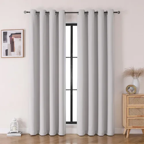 Vista 11 de Flyfun - Cortinas opacas con ojales para dormitorio y sala de estar, juego de 2 paneles, con aislamiento térmico, cortinas de oscurecimiento