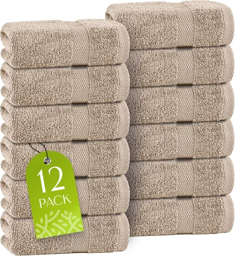 Vista 15 de Toallas de mano blancas clásicas para baño [paquete de 12] Toallas de mano de algodón a granel para gimnasio, cocina y spa, 16x27 pulgadas, toallas