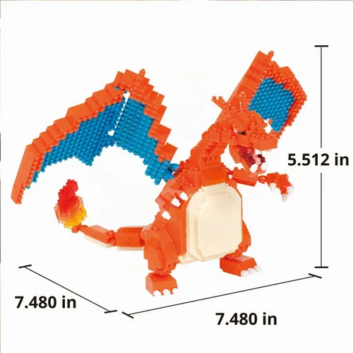 Vista 5 de nanoblock - Pokémon - Edición Charizard Deluxe, kit de construcción de la serie Pokémon Charizard (Edición Deluxe)