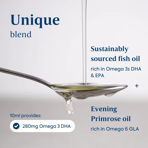Vista 2 de Efalex Omega 3 +6 Suplemento alimenticio Líquido con sabor a limón y lima 150mls