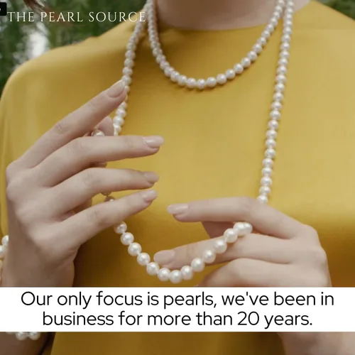 Vista 5 de The Pearl Source 14K Gold 6.5-7mm AAAA Quality Round White Freshwater Cultured Pearl Necklace & Earrings Set in 18" Princess Length for Women Pearl