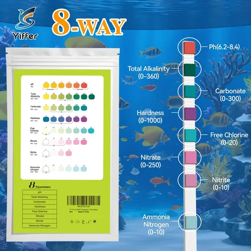 Vista 4 de Tiras de prueba de acuario de 8 vías con amoníaco-75CT para peceras