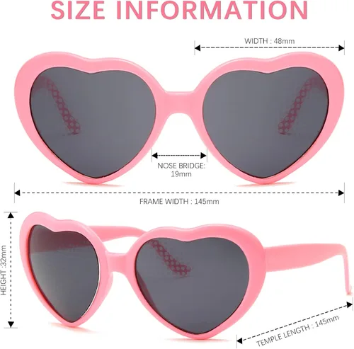 Vista 3 de YQVIE Gafas de sol en forma de corazón con efecto de corazón para mujer, cambio de luz, efecto de corazón, lentes de difracción para suministros