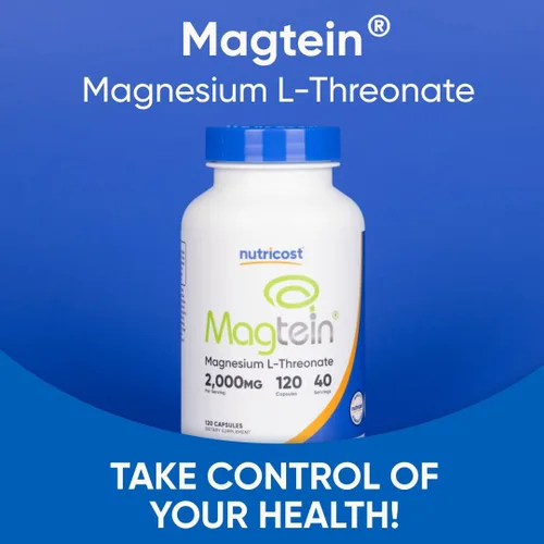 Vista 5 de Nutricost L-treonato de magnesio como Magtein 2000 mg, 120 cápsulas - Sin OGM, sin gluten, apto para vegetarianos