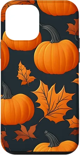 Vista 16 de iPhone 16 Pumpkins Black And Orange Plaid Fall Leaves Autumn Halloween Case