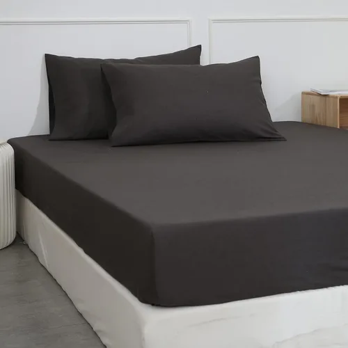 Vista 18 de Simple&Opulence Sábana bajera ajustable de lino (1 pieza), funda de colchón de 14 pulgadas de profundidad, mezcla de algodón natural, suave y Azul