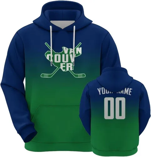 Vista 25 de Custom Hockey City Map Gradient Hoodies-Personalized Name Number Hooded Sweatshirts Hockey Fans Gifts for Men,Women,Youth