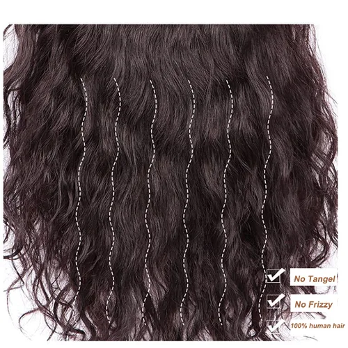 Vista 5 de Peluca de cabello humano rizado natural para mujer, con clip, 5.1 x 5.5 in, parte superior plateada, parte derecha para cubrir la pérdida de Marrón