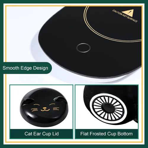 Vista 6 de Honeydak Juego de tazas de café, calentador de tazas de gato lindo para mujeres, calentadores de café con calefacción para mamá, oficina en casa