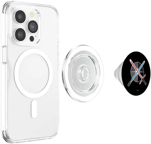 Vista 4 de Star Wars PopSockets MagSafe PopGrip con sable de luz azul vs rojo para iPhone