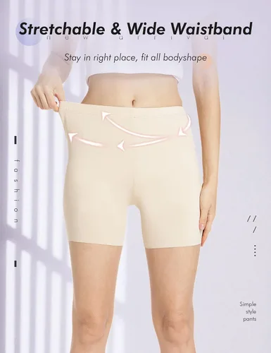 Vista 5 de MANCYFIT Pantalones cortos para mujer, lisos, debajo del vestido, leggings cortos de cintura alta, pantalones cortos ajustados