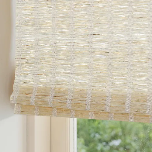 Vista 10 de Persianas Romanas de Bambú Inalámbricas, Persianas para Ventanas, Persianas de Madera Tejida Personalizadas para Ventanas Interiores, Puertas