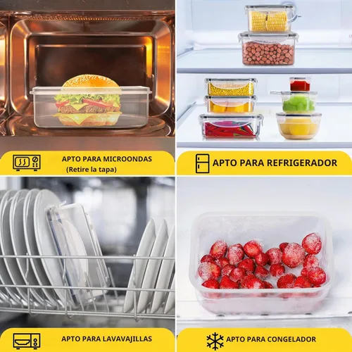 Vista 6 de Juego de 34 recipientes de almacenamiento de alimentos con tapas herméticas