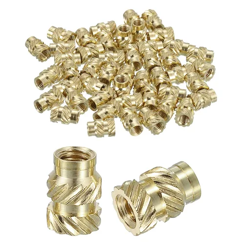 Vista 54 de uxcell Tuercas de inserción moleteadas, 100 piezas M1 x 1.5mm L x 2mm DE 3D Impresión de latón Tuercas de inserción roscadas hembras Insertos