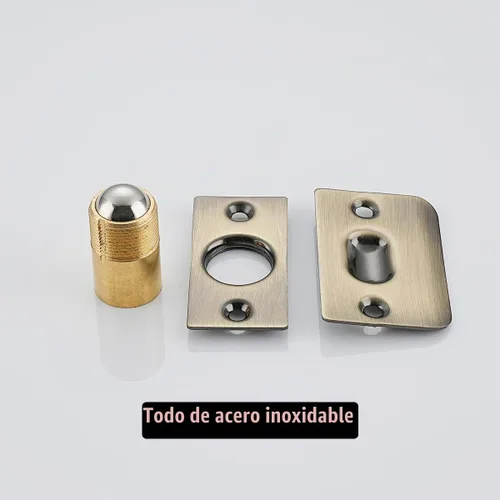 Vista 6 de JQK Herrajes para puerta de clóset, acero inoxidable ajustable con placa de golpeo, bronce antiguo, paquete de 2 unidades, HBC100-QG-P2