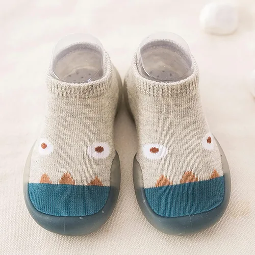 Vista 2 de Calcetines de punto para bebés y niñas, zapatos de suela de goma de dibujos animados, zapatos de zapatos para niños pequeños, zapatos de primera