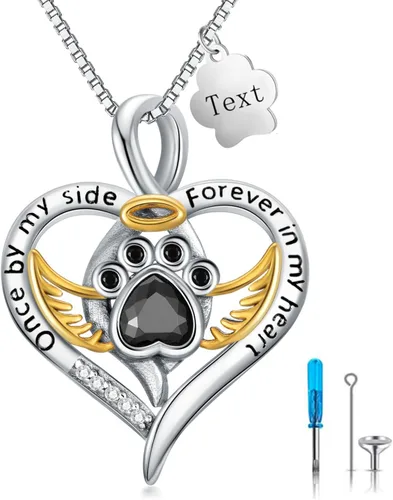 Vista 28 de Collar de urna de plata de ley para cenizas, recuerdo conmemorativo para perros, gatos y mascotas