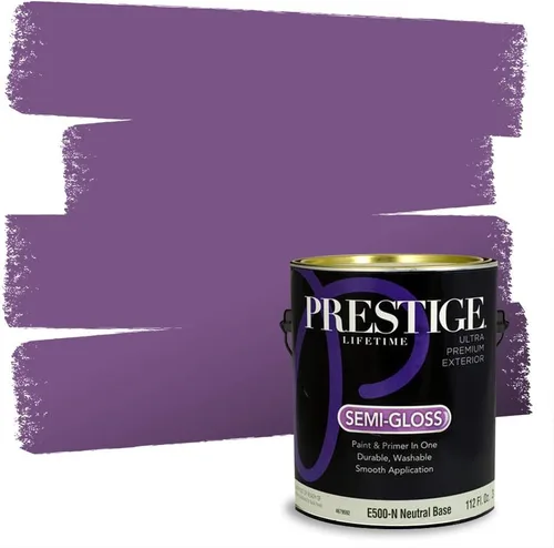 Vista 98 de PRESTIGE Pinturas de pintura interior e imprimación en uno, 1 galón, plano, combinación comparable de Sherwin Williams* Kimono Violet*