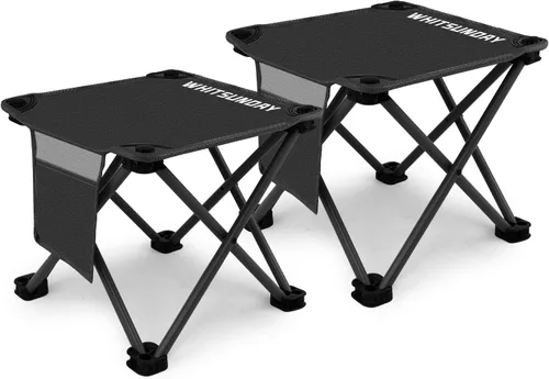 Vista 12 de Whitsunday Taburete plegable, taburete plegable portátil de 12.6 pulgadas para camping, pesca, senderismo, jardinería y playa, color negro, 1 unidad